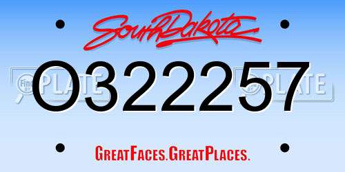 O322257 South Dakota License Plate
