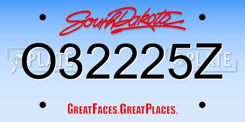 O32225Z South Dakota License Plate