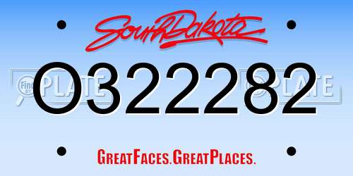 O322282 South Dakota License Plate