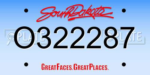 O322287 South Dakota License Plate