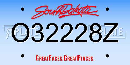 O32228Z South Dakota License Plate