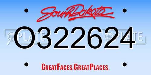 O322624 South Dakota License Plate