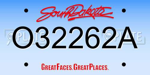 O32262A South Dakota License Plate