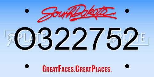 O322752 South Dakota License Plate