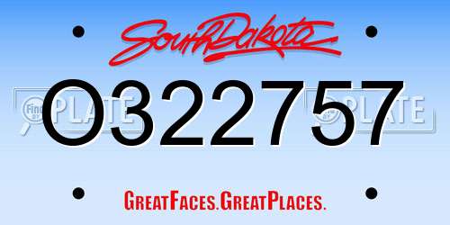 O322757 South Dakota License Plate