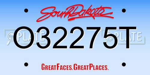 O32275T South Dakota License Plate