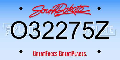 O32275Z South Dakota License Plate