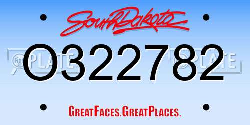O322782 South Dakota License Plate
