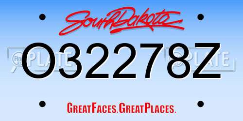 O32278Z South Dakota License Plate