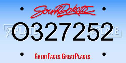 O327252 South Dakota License Plate