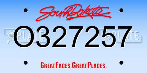 O327257 South Dakota License Plate