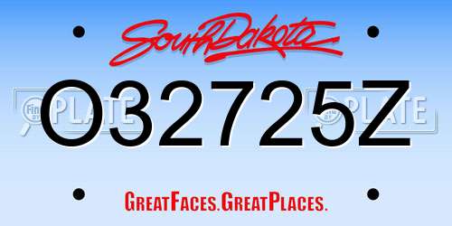 O32725Z South Dakota License Plate