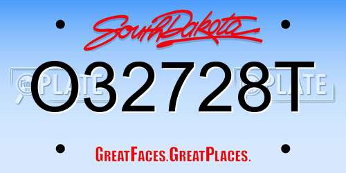 O32728T South Dakota License Plate