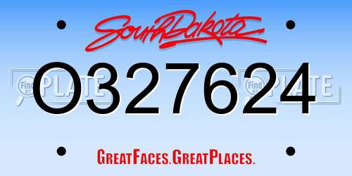 O327624 South Dakota License Plate