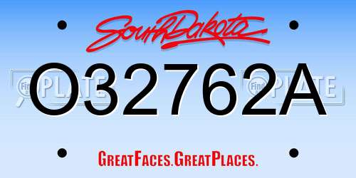 O32762A South Dakota License Plate