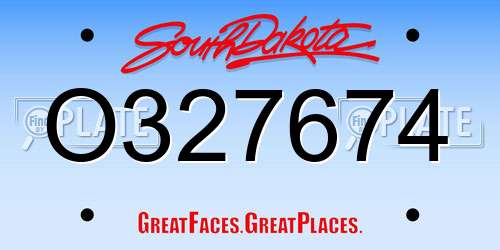 O327674 South Dakota License Plate