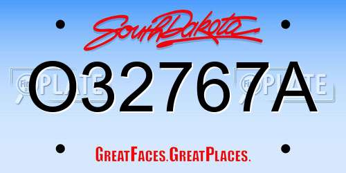 O32767A South Dakota License Plate