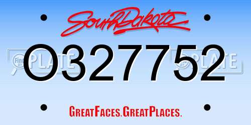 O327752 South Dakota License Plate