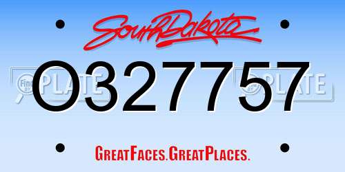O327757 South Dakota License Plate