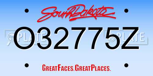 O32775Z South Dakota License Plate