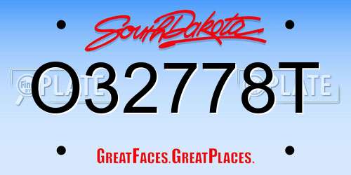 O32778T South Dakota License Plate