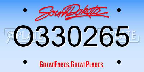 O330265 South Dakota License Plate
