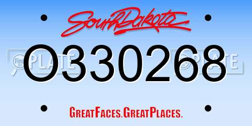 O330268 South Dakota License Plate