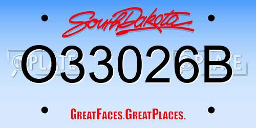 O33026B South Dakota License Plate