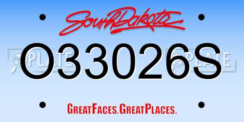 O33026S South Dakota License Plate