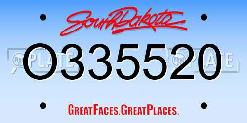 O335520 South Dakota License Plate