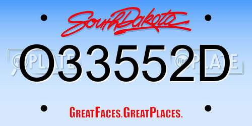 O33552D South Dakota License Plate