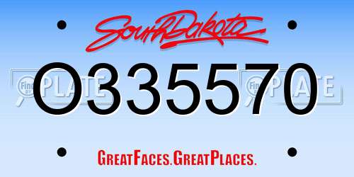 O335570 South Dakota License Plate