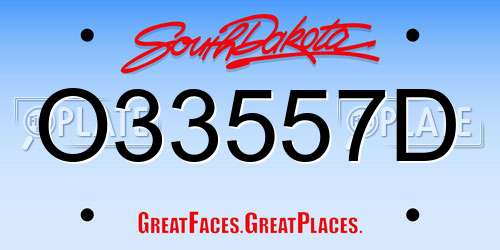 O33557D South Dakota License Plate