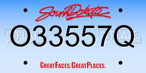 O33557Q South Dakota License Plate