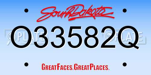 O33582Q South Dakota License Plate