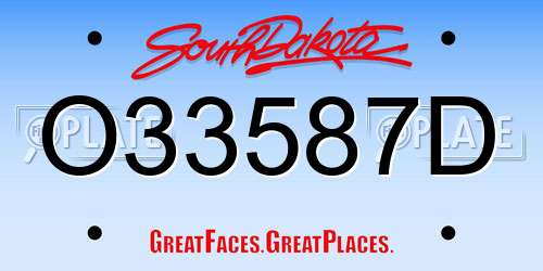 O33587D South Dakota License Plate
