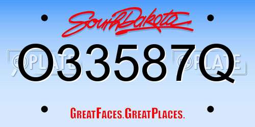 O33587Q South Dakota License Plate