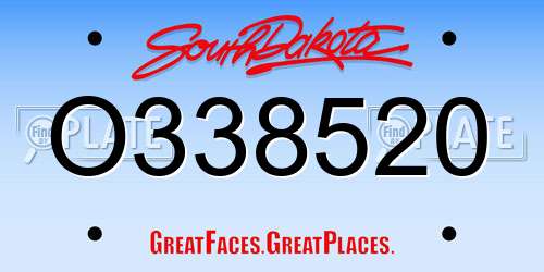 O338520 South Dakota License Plate