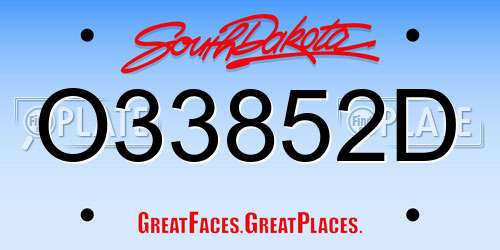 O33852D South Dakota License Plate