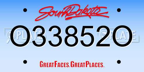 O33852O South Dakota License Plate