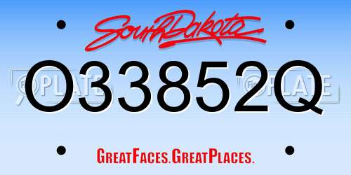 O33852Q South Dakota License Plate
