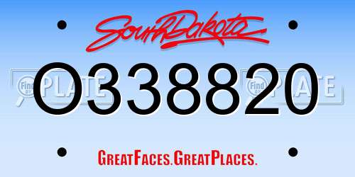 O338820 South Dakota License Plate