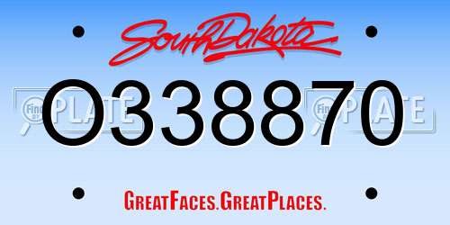 O338870 South Dakota License Plate