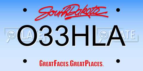 O33HLA South Dakota License Plate