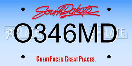 O346MD South Dakota License Plate