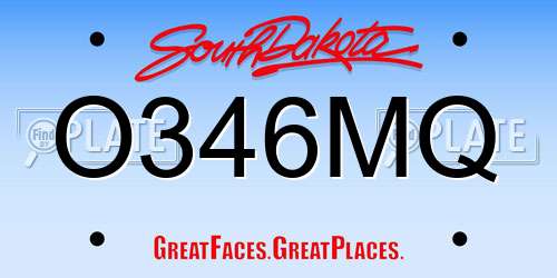 O346MQ South Dakota License Plate