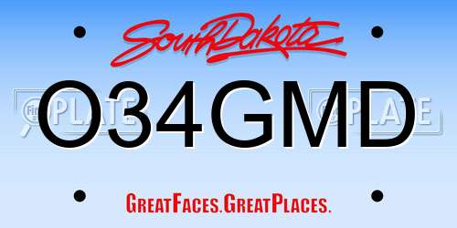 O34GMD South Dakota License Plate