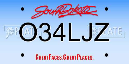 O34LJZ South Dakota License Plate