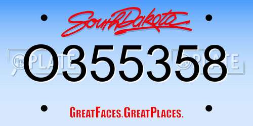 O355358 South Dakota License Plate