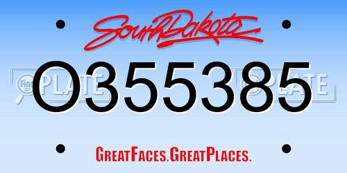 O355385 South Dakota License Plate